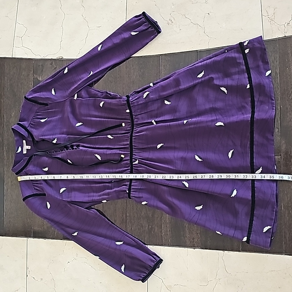Juicy Couture “Blackberry” Modern Leaf Print Dress – 100% Silk – Size 6 – EUC - Picture 8 of 12